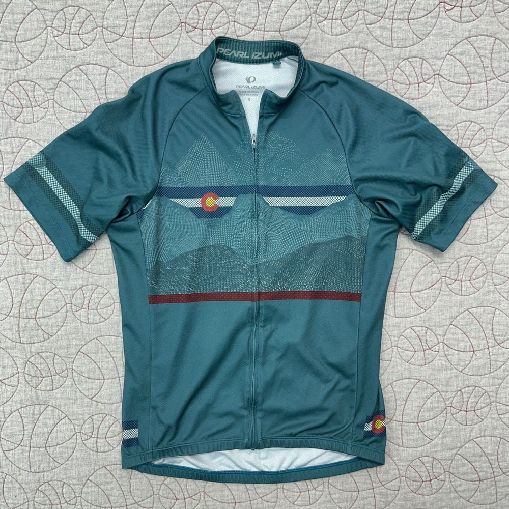 Pearl Izumi Cycling Jersey Teal Colorado Mountain / Men's Small